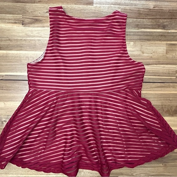 Torrid Deep Red Scoop Neck Striped Peplum Sleeveless Pullover Stretch Top Sz 2X - Picture 5 of 11